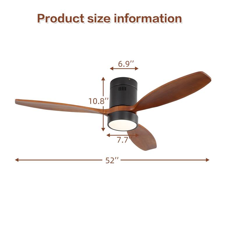 52 Inch Reversible Ceiling Fan Dimmable Light with Remote 6 Speed Silent DC Motor Memory Function
