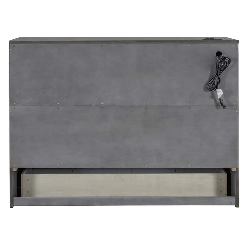 Full Size Modern Murphy Bed with Storage Drawers and USB