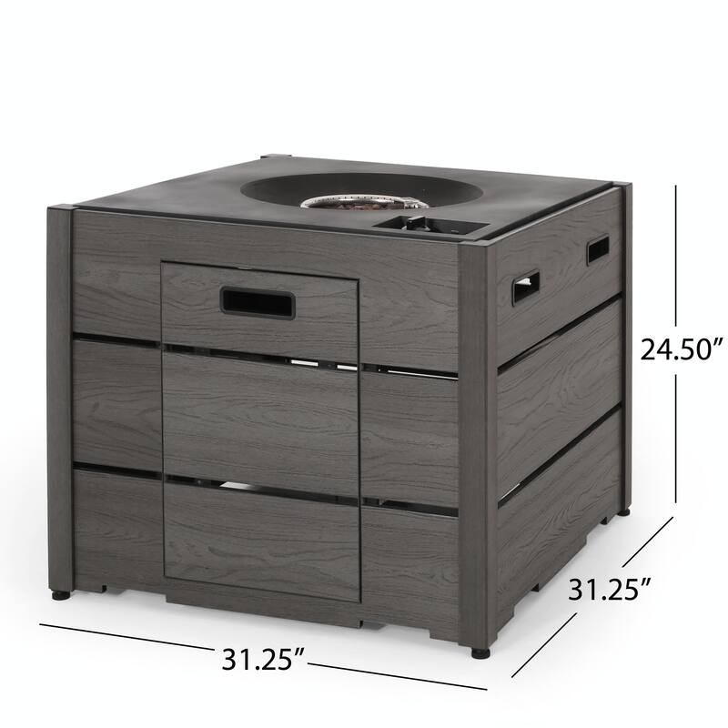 31" Outdoor WPC Base Square Propane Fire Pit - 40,000 BTU