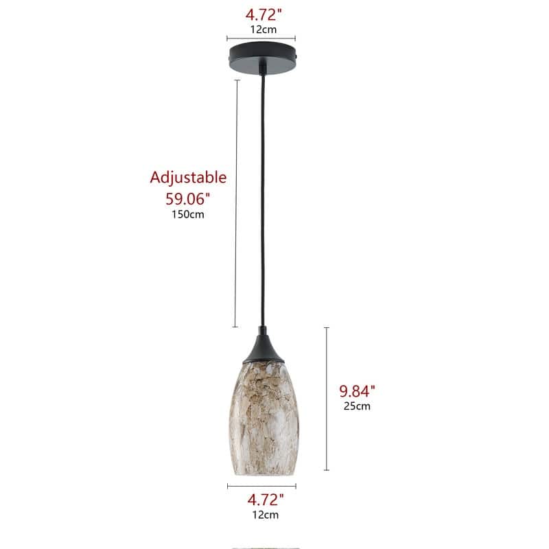 Black Metal and Glass Pendant Light for Kitchen Island Dining Room