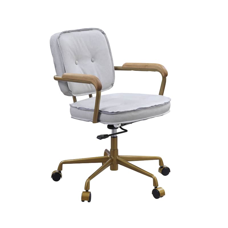 Vintage White Top Grain Leather Office Chair