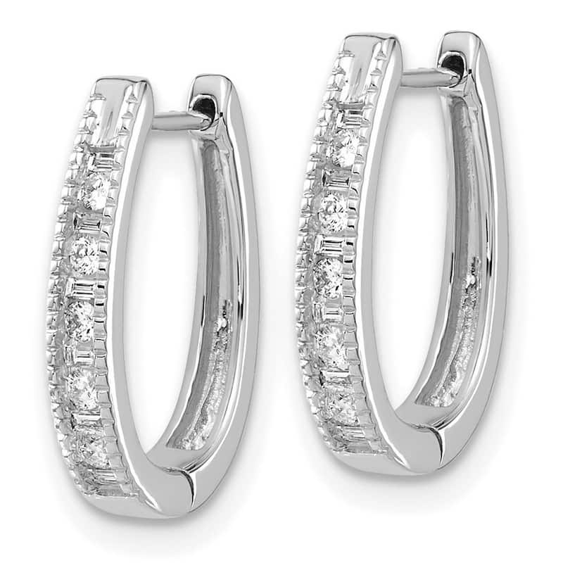 Curata 14k White Gold Diamond Hoop Earrings - 16x13mm Wide 2mm Thick