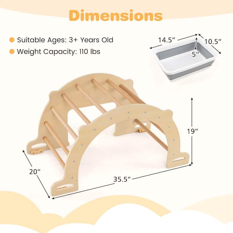 Costway Kids Climbing Arch Sensory Table Montessori Wooden Climber Toy - as pic shows - See Details