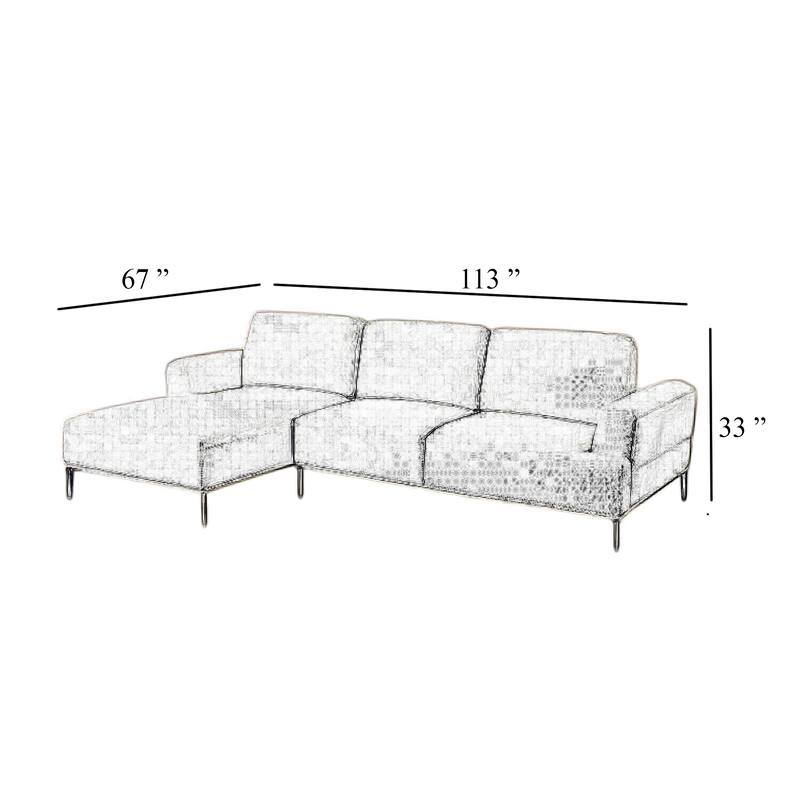 Batty L Shaped Sectional Chaise Sofa, Light Brown Chenille, Adjustable