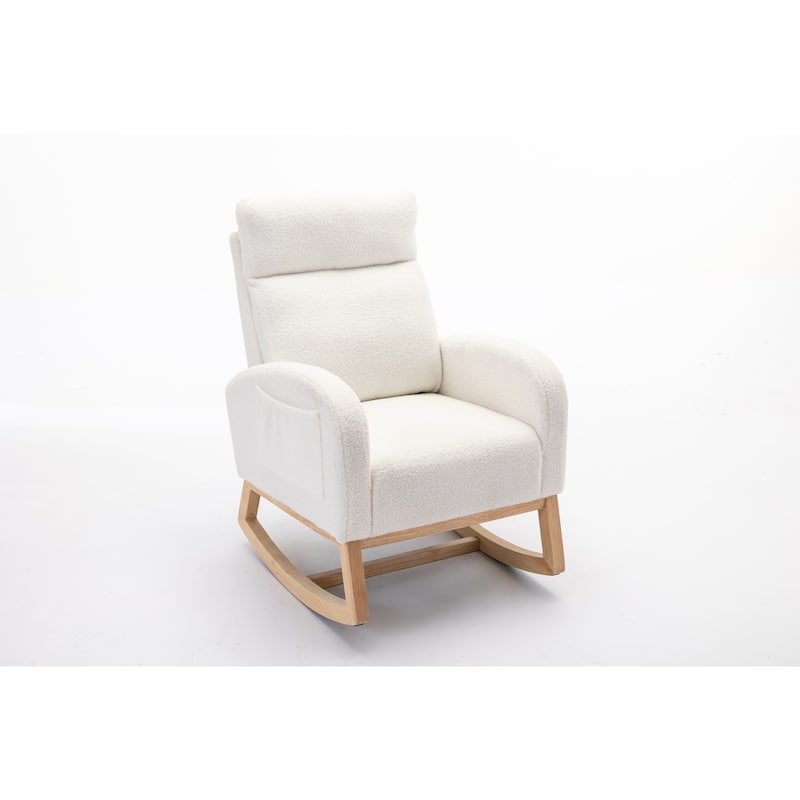Teddy Fabric Rocking Chair with Right Pocket