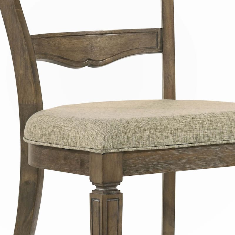 Beige and Weathered Oak Side Chair(Set of 2)