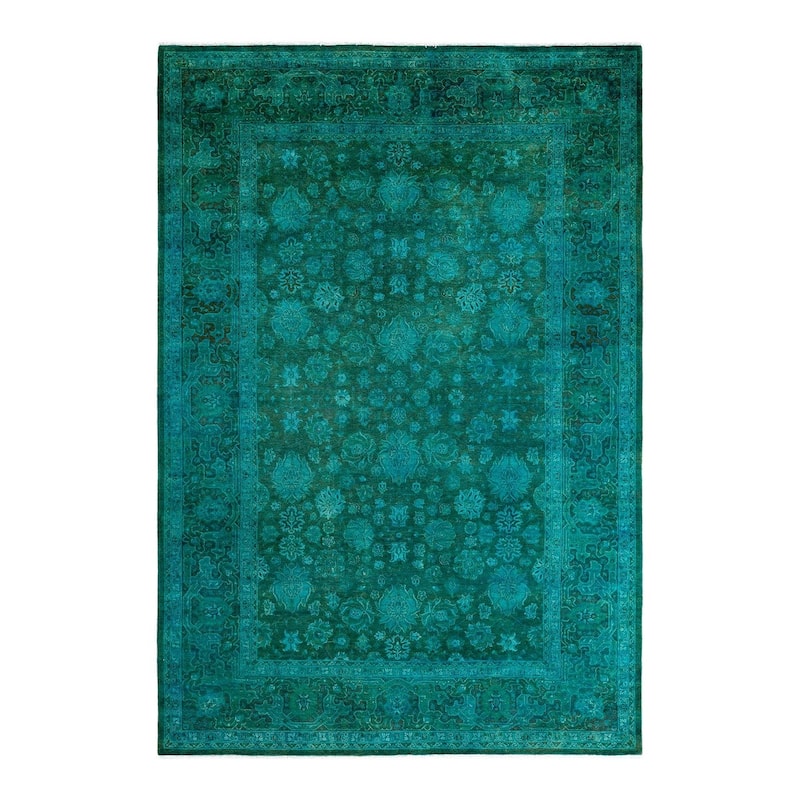 Overdyed, One-of-a-Kind Hand-Knotted Area Rug - Green - 6' 3" x 9' 1"