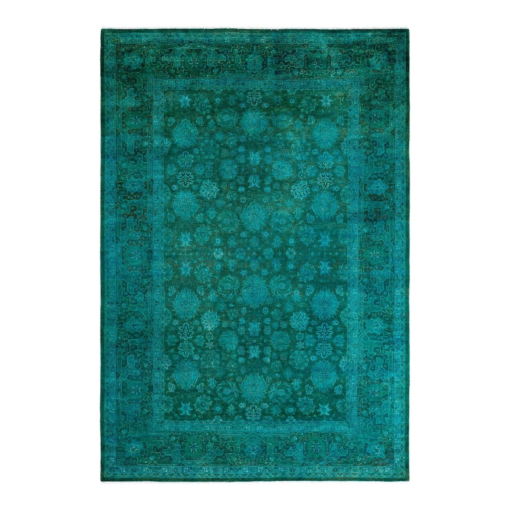 Overdyed, One-of-a-Kind Hand-Knotted Area Rug - Green - 6' 3" x 9' 1"