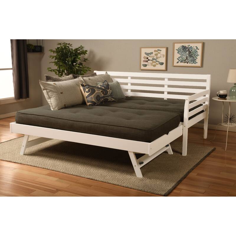 Somette Boho Daybed and Pop Up Bed in White with Mattresses