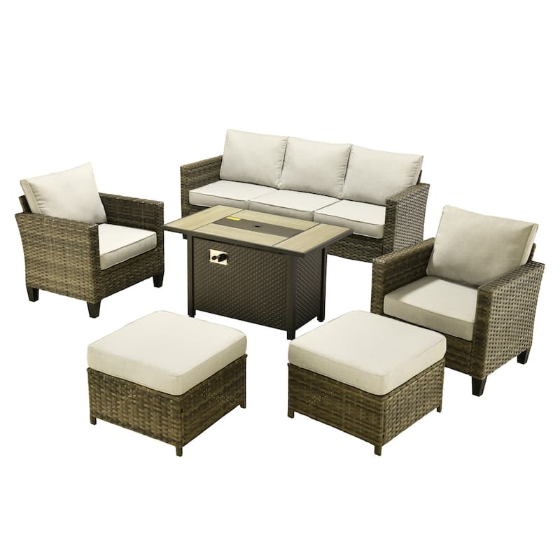 OVIOS 6 Pieces Patio Furniture Set with Fire Pit