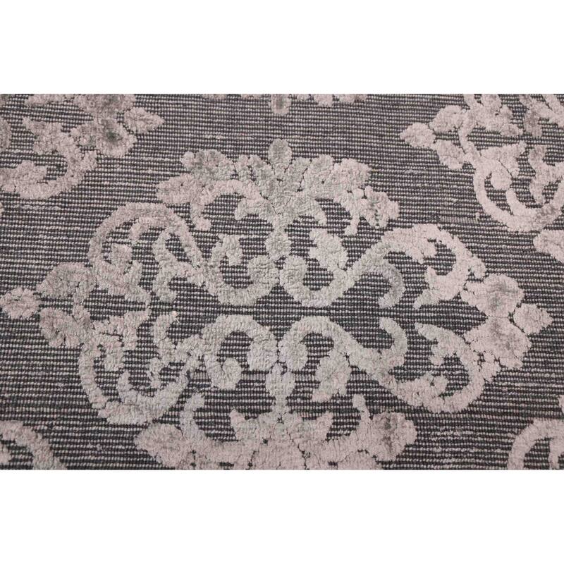 ECARPETGALLERY Hand Loomed Elysian Dark Grey Viscose, Wool Rug - 6'8 x 9'9