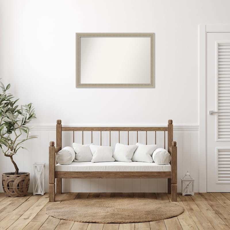 Mezzo Silver Non-Beveled Wood Framed Wall Mirror - Mezzo Silver