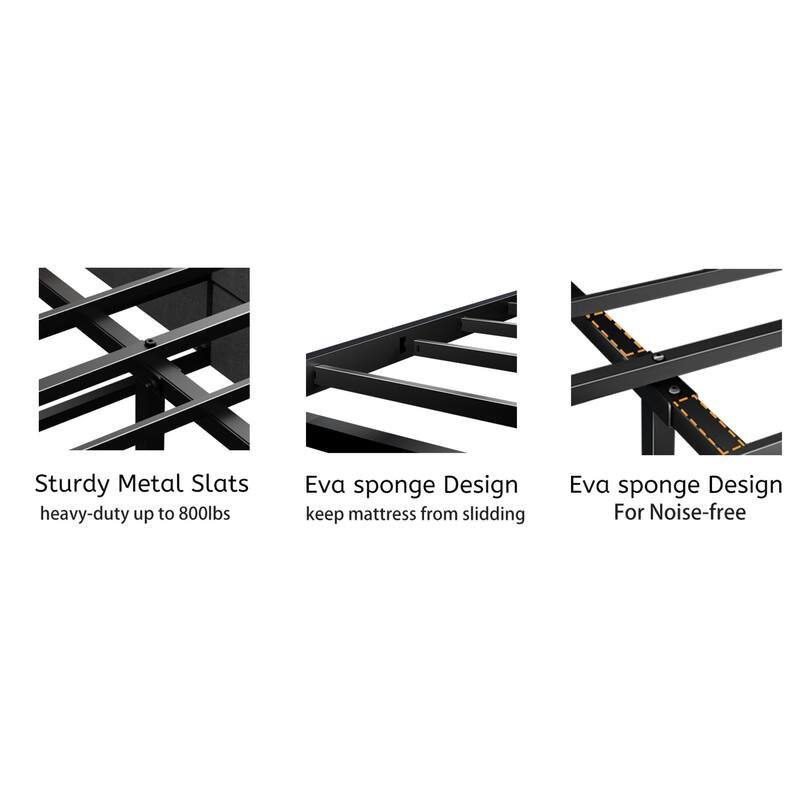 Roomfitters Queen Bed Frame with Storage Headboard, Charging Station, Metal Platform Support, Under Bed Storage, Rustic Brown