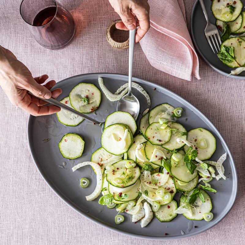 over&back Stackable Semi-Matte Stoneware Oval Serving Platter