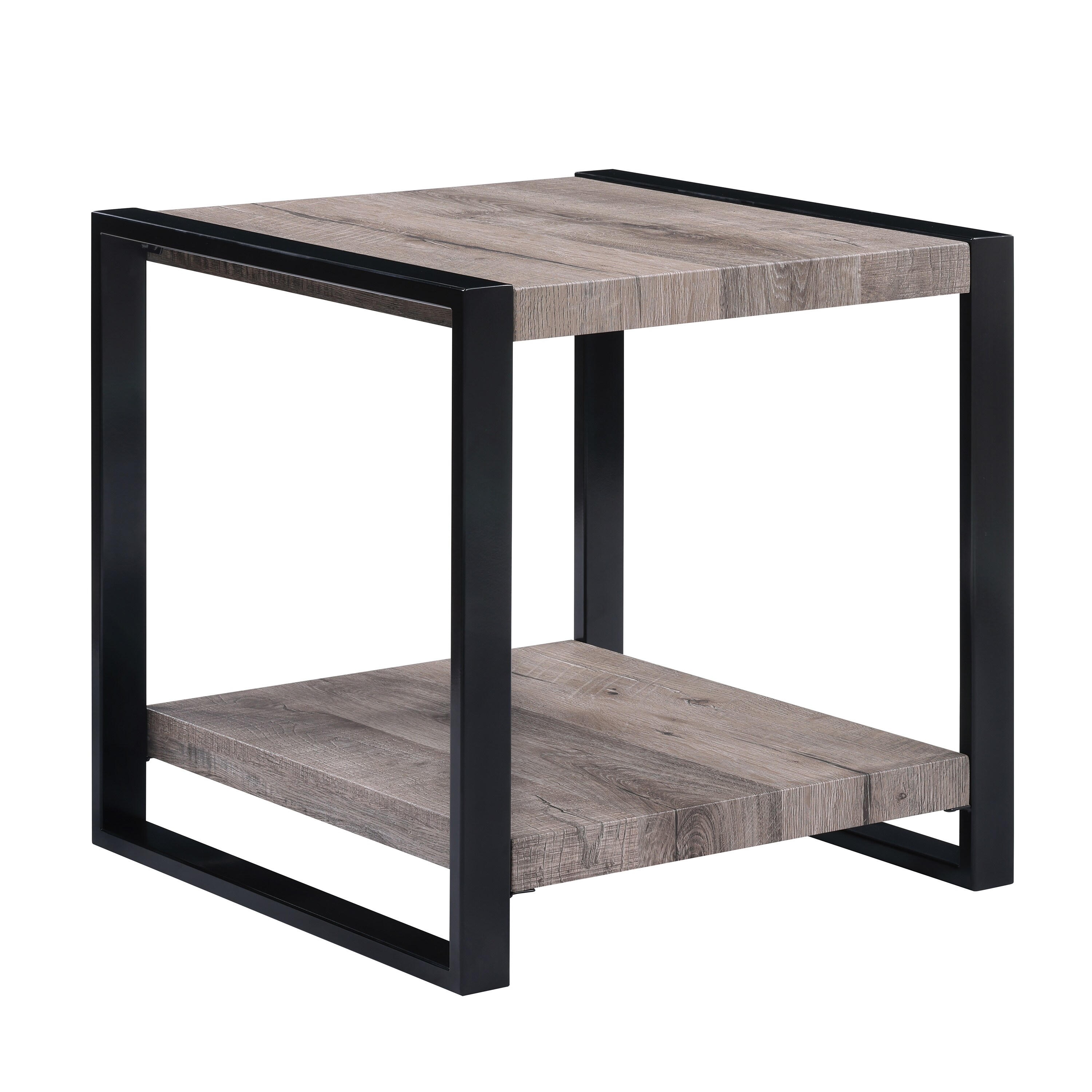 Contemporary End Table With Storage Shelf In Rustic Brown Finish