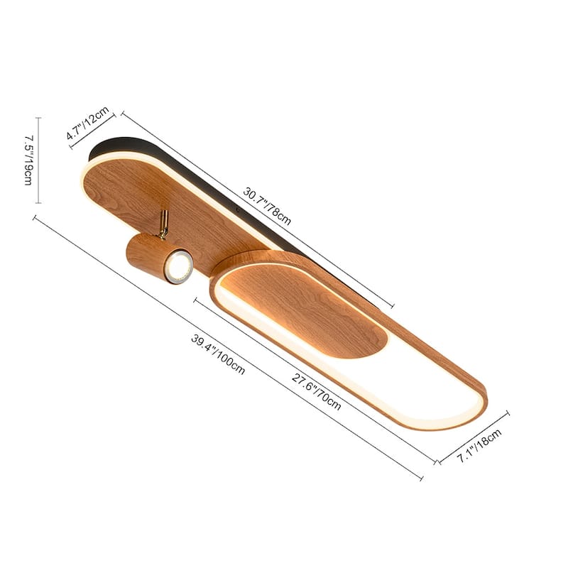 Shaker Farmhouse Linear Wood Dimmable LED Flush Mount Spotlight