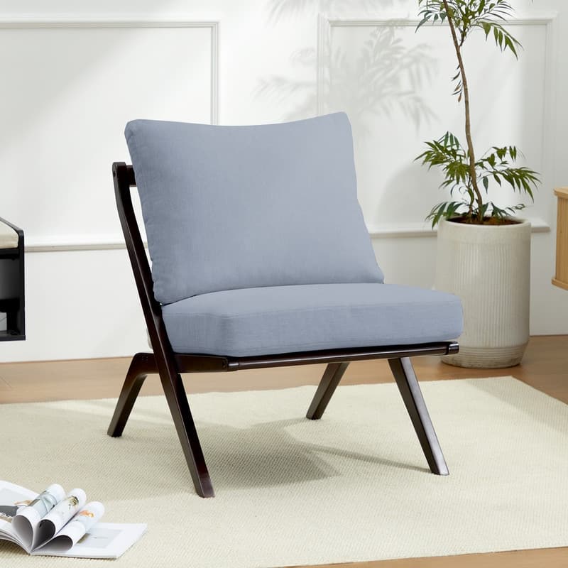 Modern Minimalist Solid Wood Lounge Chair - Blue