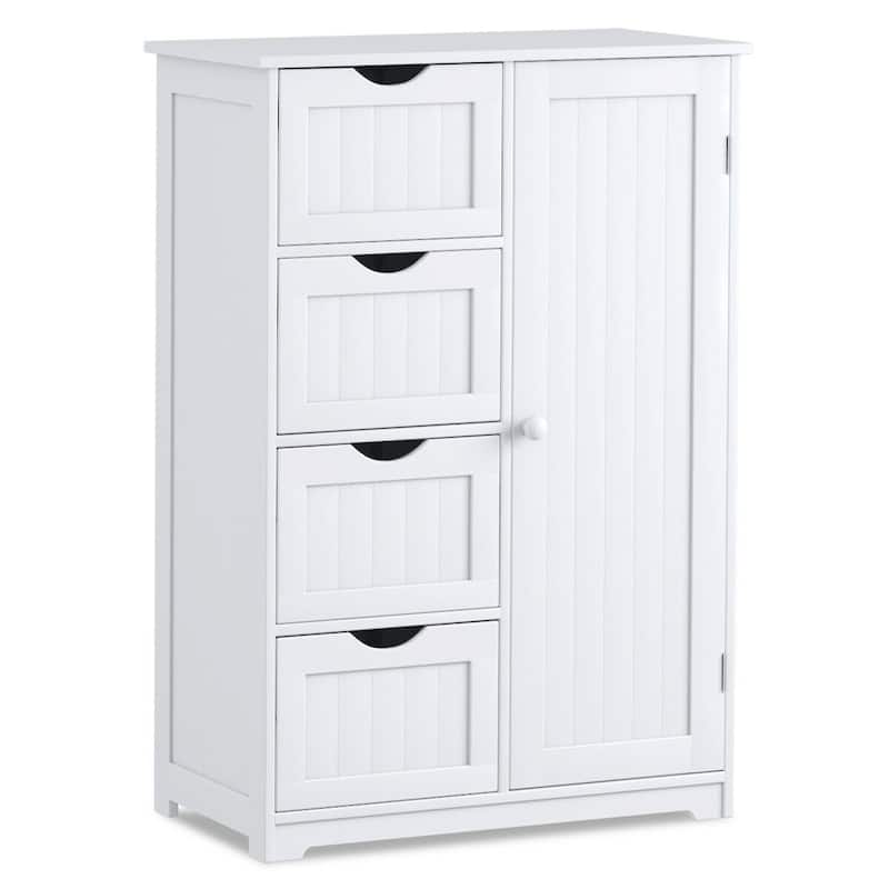 Gymax Storage Floor Cabinet Organizer Cupboard w/ 4 Drawers Adjustable