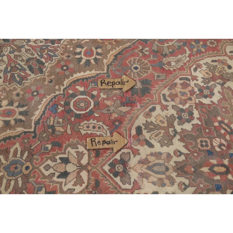 Pink Bakhtiari Vintage Persian Area Rug Handmade Wool Carpet - 6'10" x 9'10"