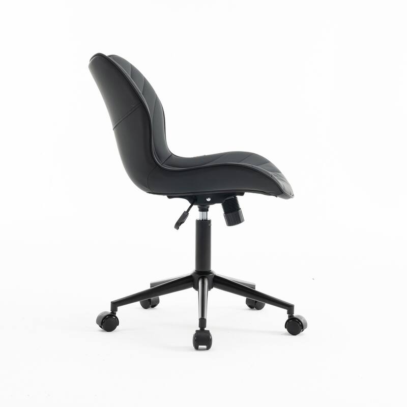 Faux Leather Office Chair with Wheels, Upholstered Task Chair