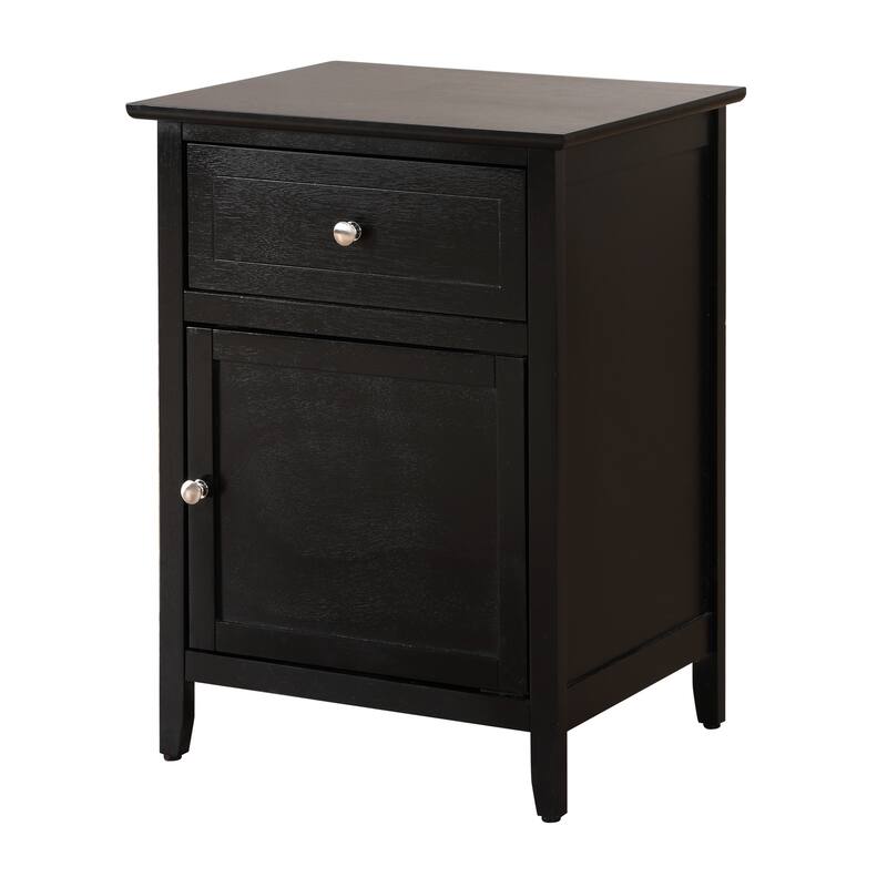 1-Drawer Black Nightstand with Modern Classic Design and Storage, 25 Inch Versatile Bedroom Side Table