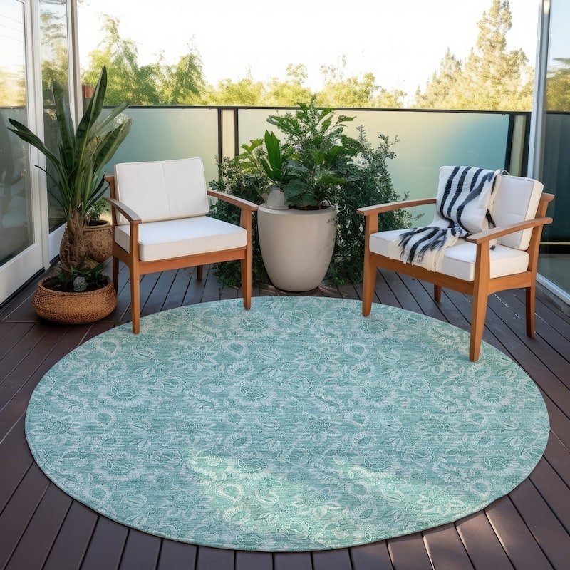 Machine Washable Indoor/ Outdoor Chantille Floral Rug