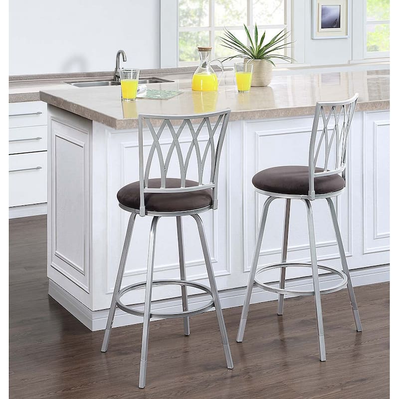 Azalea Park Set of 2 Indoor Adjustable Lattice Swivel Barstool - 16.93 W x 19.69 D x 39.69-43.62 H"