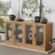 Large Sideboard Buffet Cabinet with 4 Glass Doors 2 Adjustable Shelves for Kitchen Living/Dinning Room Bedroom Entryway