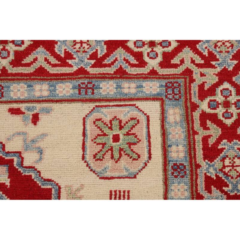 Kazak Area Rug Hand-Knotted Wool Carpet - 4'3" x 6'0"