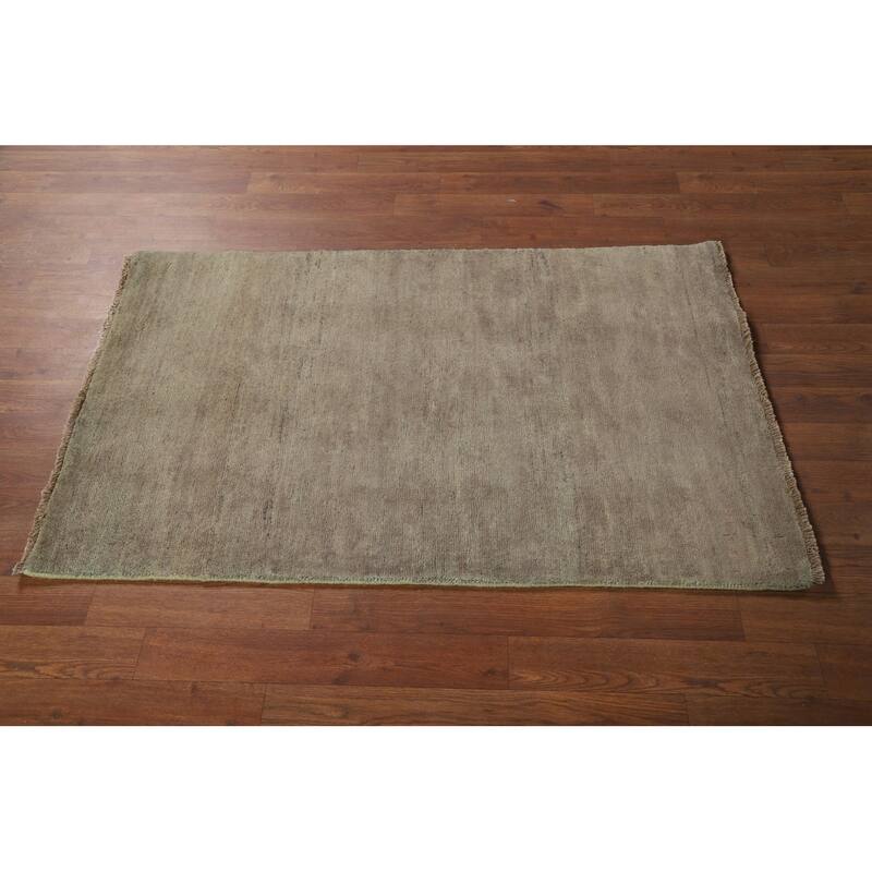 Green & Beige Gabbeh Modern Foyer Rug Handmade Wool Carpet - 2'8"x 4'1"