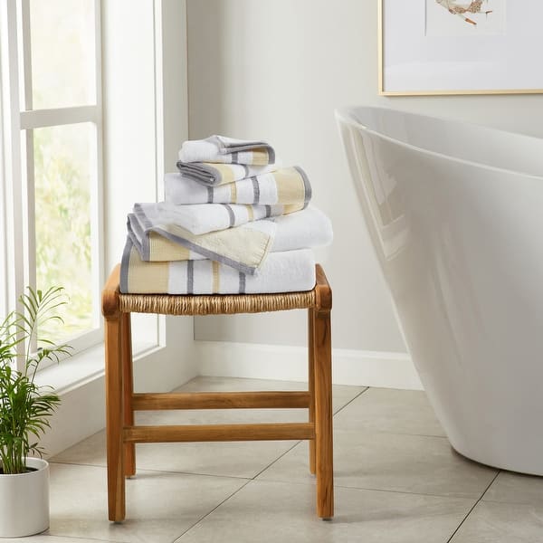 Linery & Co. Combed Cotton Absorbent & Durable Decorative Towel Set. - 6 Piece Set - Gold / Grey