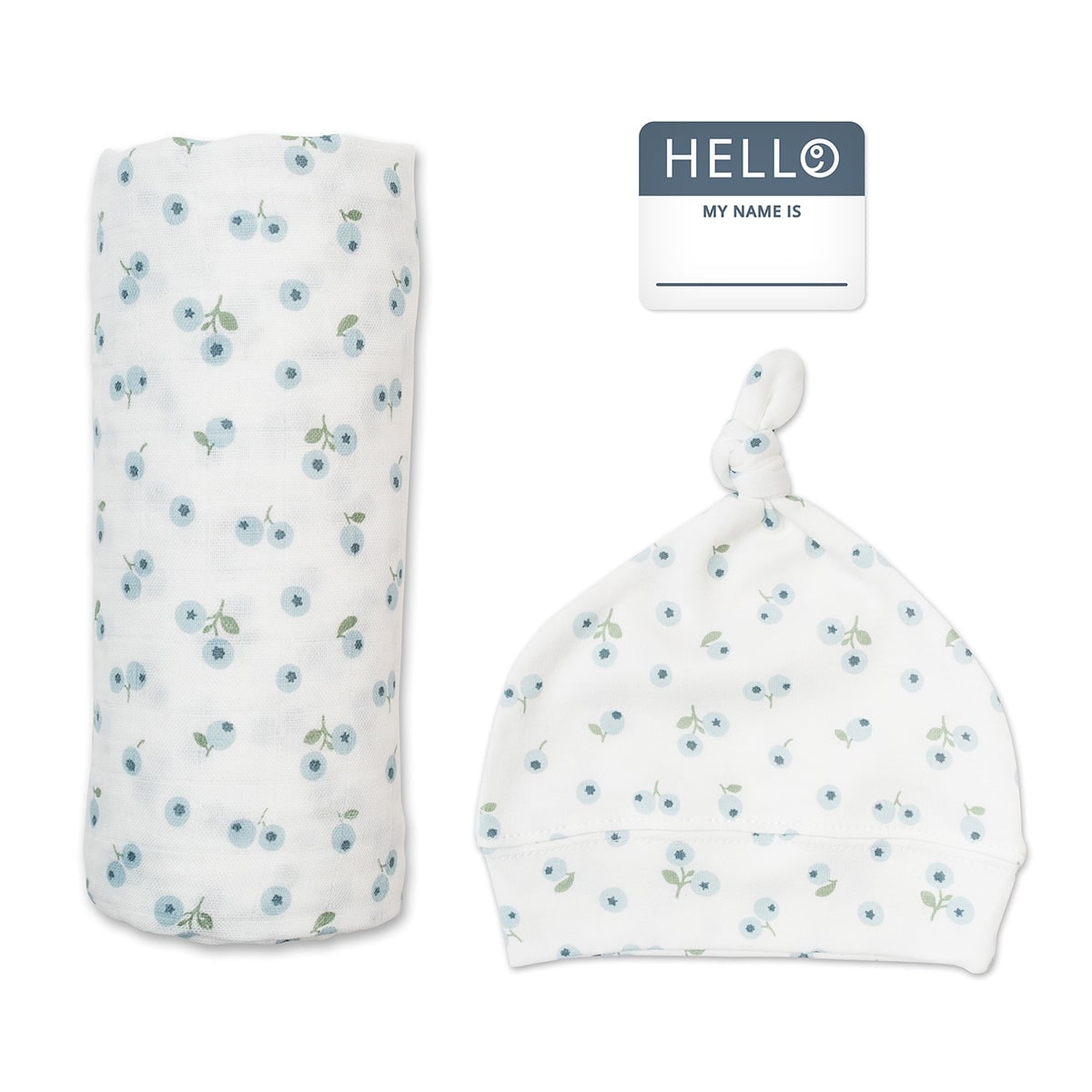 lulujo Hello World Hat & Swaddle Set