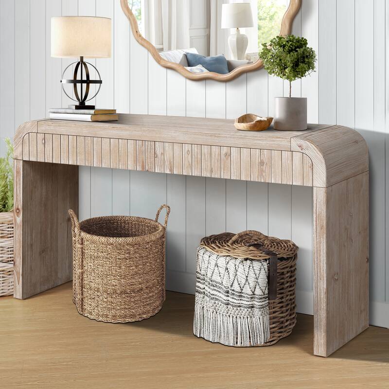Farmhouse Console Table for Entrance & Dinning Room - Natural Wood Wash