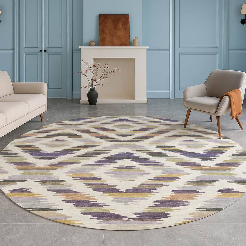 Machine Washable Indoor/ Outdoor Global Diamdon Chantille Rug