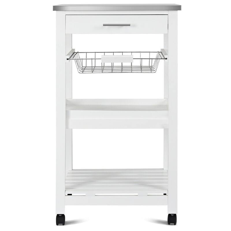 Rolling Kitchen Trolley Storage Basket And Drawers Cart - 18.5" x 14.5" x 33" ( L x W x H )
