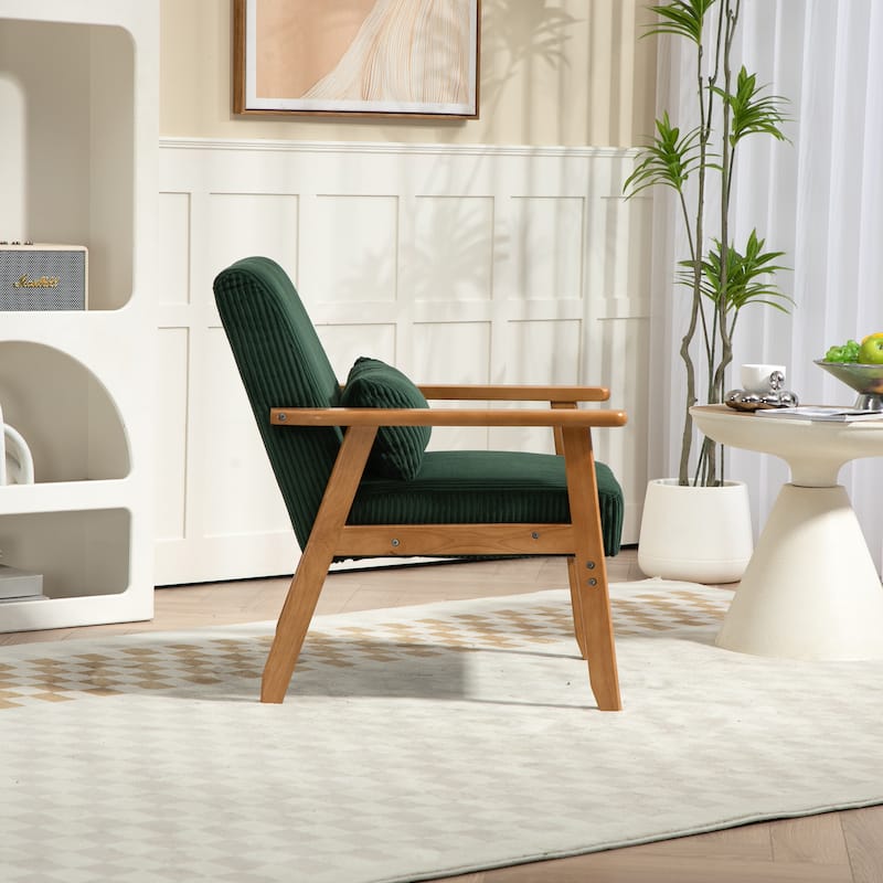 Corduroy Accent Chair,Solid Wood Armchair for Living Room