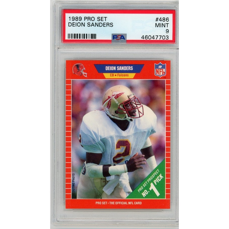 Deion Sanders Florida State Seminoles 1989 Pro Set Football Rookie Card RC #486 Graded PSA 9 MINT - 8'6" x 11'6"