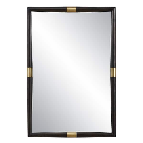 slide 2 of 5, Oak Framed Rectangular Wall Mirror - 43.5" - Brown and Antique Brass