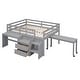 preview thumbnail 3 of 13, Gray Full Wooden Loft Bed with Movable Desk, Drawers, and Guardrail
