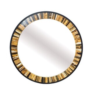 32 Inch Accent Wall Mirror, Round Metal Frame with Agate Inspired ...