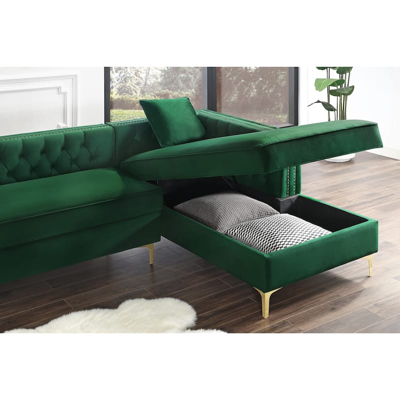 Dante Velvet Chaise Sectional Sofa