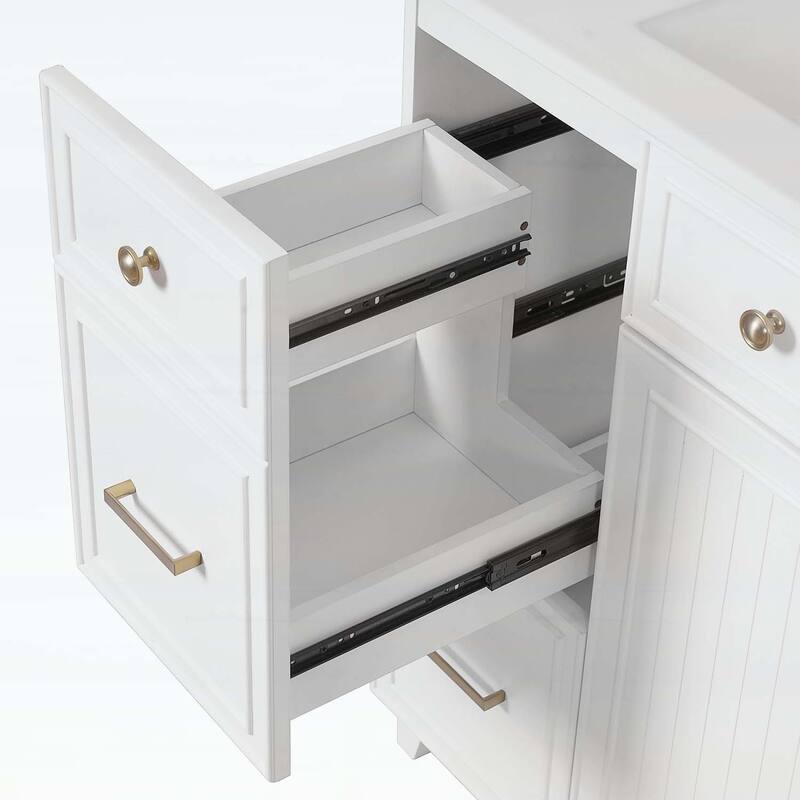 Stylish and Functional Bathroom Vanity with Ceramic Sink,Soft Close Doors,and Double-Layer Drawers for Modern Storage