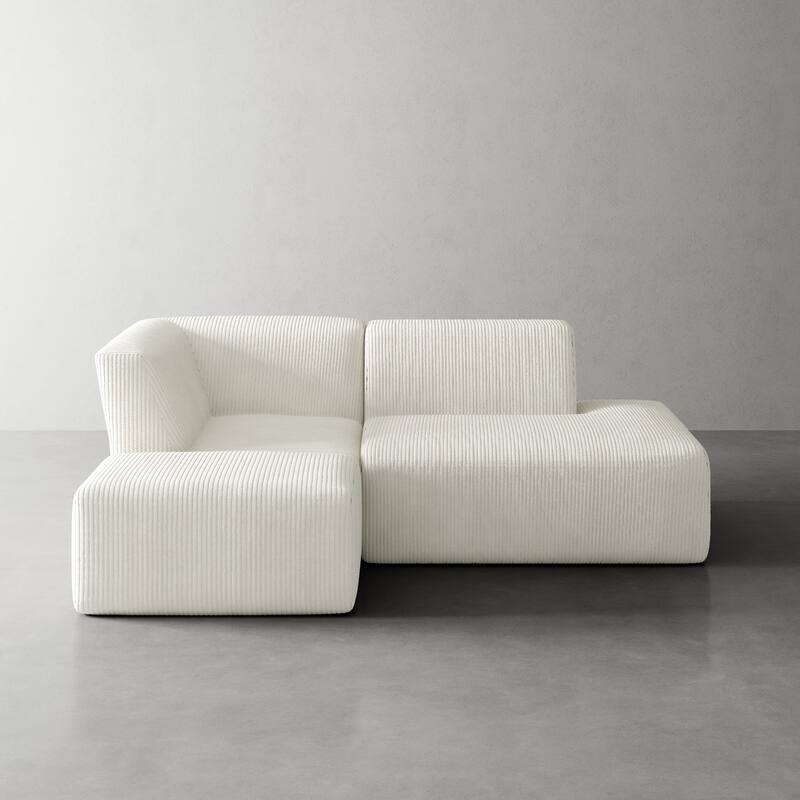 Oversized Corduroy Modular Sectional Fabric Sofa - BEIGE/SIDE CHAIR&ARMCHAIR&OTTOMAN