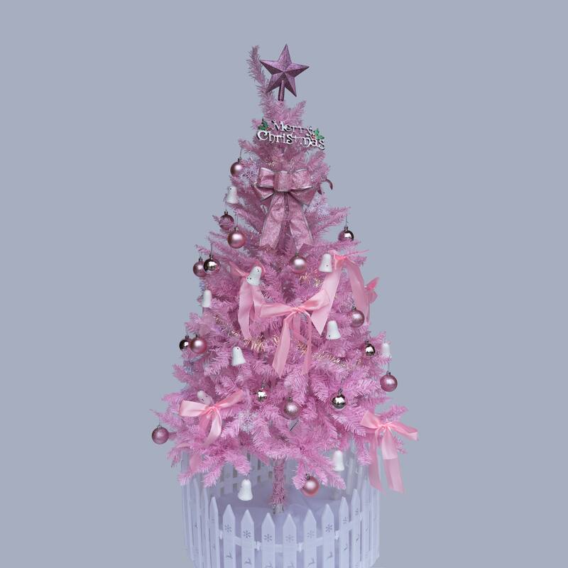 Artificial Christmas Tree - Pink Finish, Holiday Decor