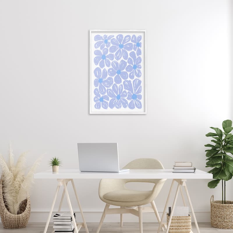 Stupell Blue Blooms Patterned Framed Giclee Art Design By Martina Pavlova