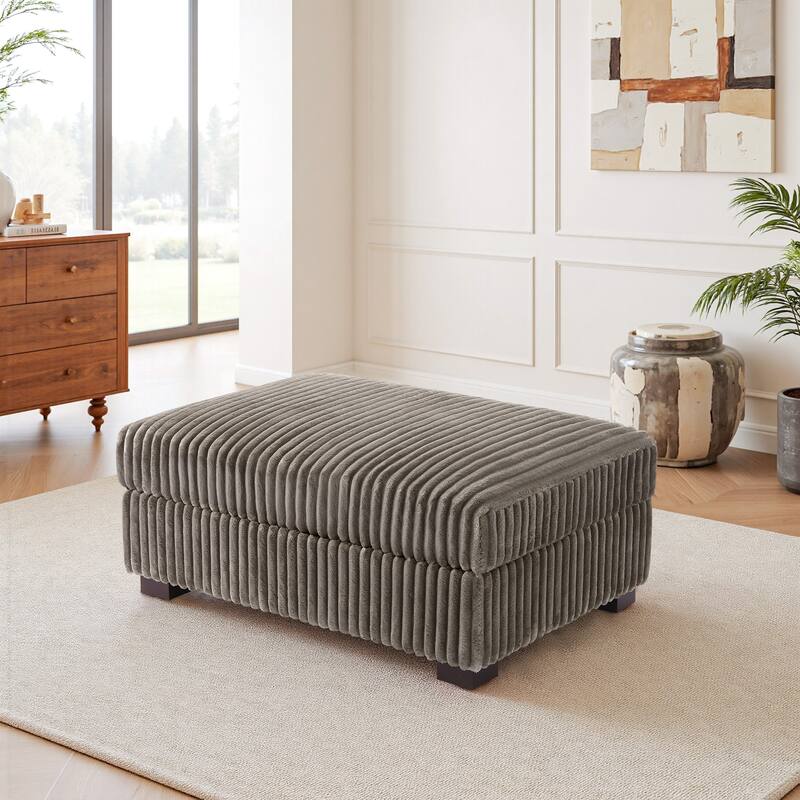 Modern Cotton Flannel Upholstery Oversized Ottoman