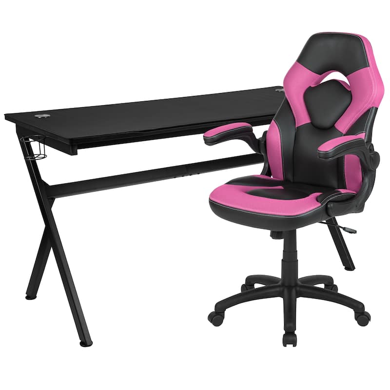 Gaming Desk Bundle - Cup & Headphone Holders/Mouse Pad Top