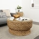 preview thumbnail 10 of 15, Rattan and Seagrass Handmade Woven Tapered Coffee Table or Accent Table with Glass Top - Brown - Roche River Decor - 20"W, 24"H