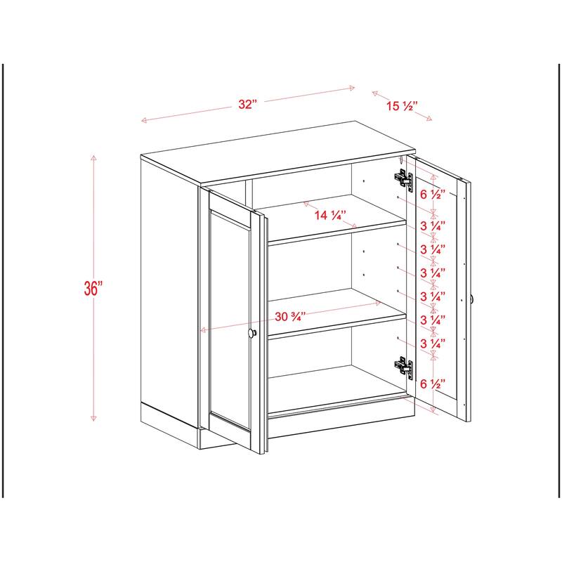 Palace Imports 100% Solid Wood Bathroom Storage Cabinet, Shaker Doors, Adjustable Shelves, 32" Wide, 35.75" Tall