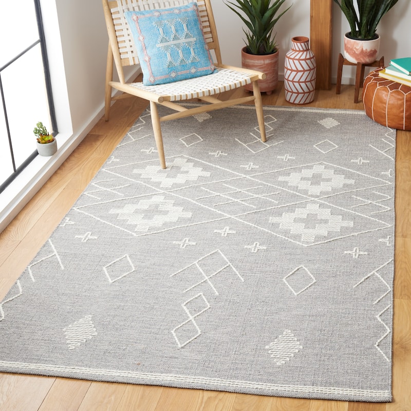SAFAVIEH Handmade Kilim Greet Cotton Rug - 8' x 10' - Grey/Ivory